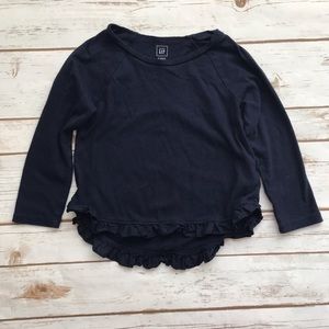 BABY GAP Navy blue long sleeve Ruffle Top